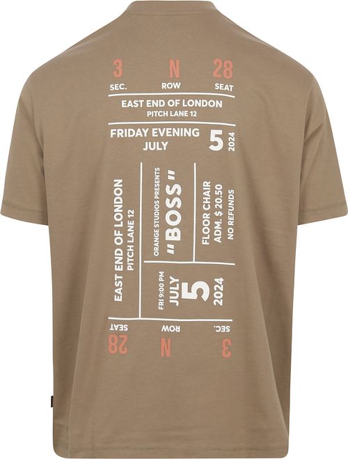 BOSS T-shirt med tryck på baksidan Ljusbrun Product / Achterkant