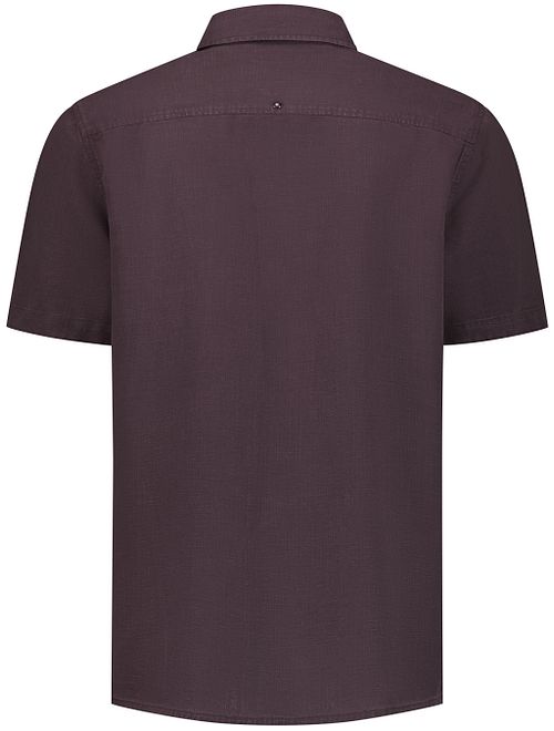Camisa casual No Excess de manga corta en mezcla de lino marrón Product / Achterkant
