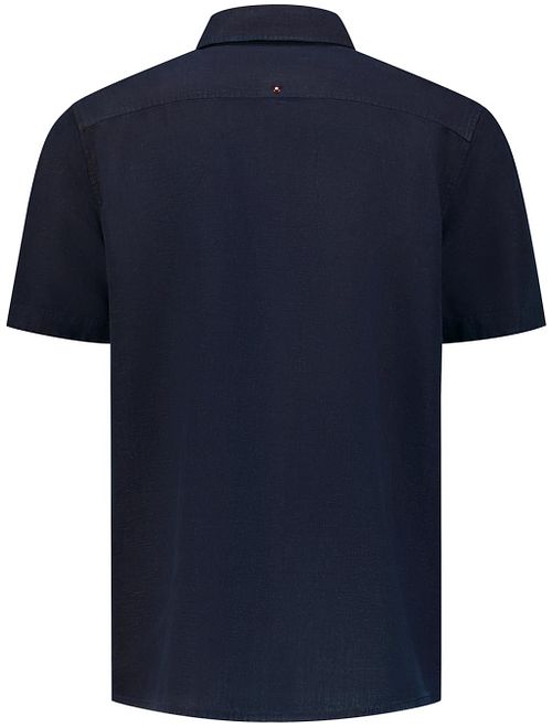 Camisa No Excess de manga corta en mezcla de lino, azul marino Product / Achterkant