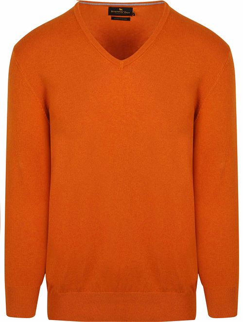 Steppin' Out Tröja Med V-ringning i Bomullskashmir Orange Product