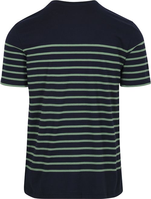 T-shirt Armor-Lux Etel w granatowo-zielone paski Product / Achterkant