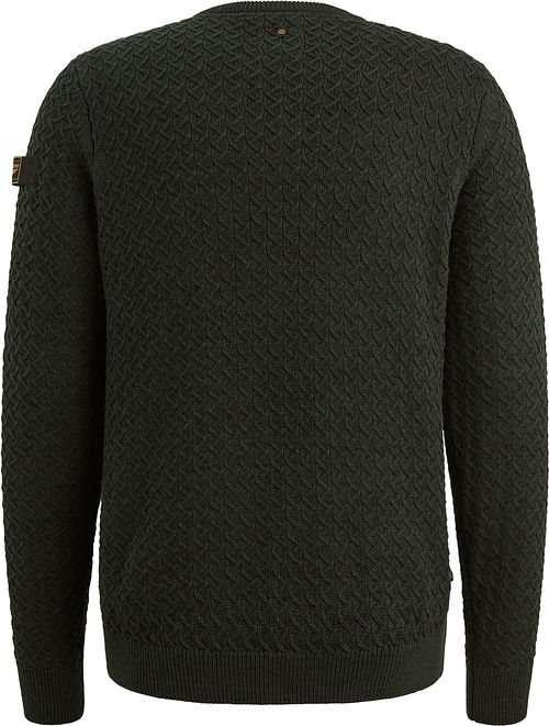 PME Legend Mouliné Structure Pullover Dunkelgrün Product / Achterkant