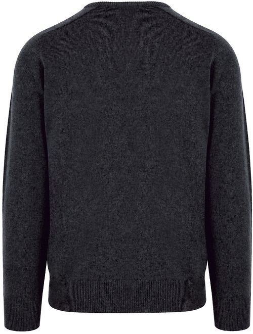 William Lockie V-Ausschnitt Pullover Lammwolle Charcoal Grau