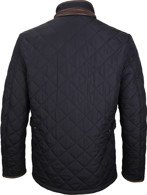 Barbour Quilted Jacket Powell Dark Blue Product / Achterkant