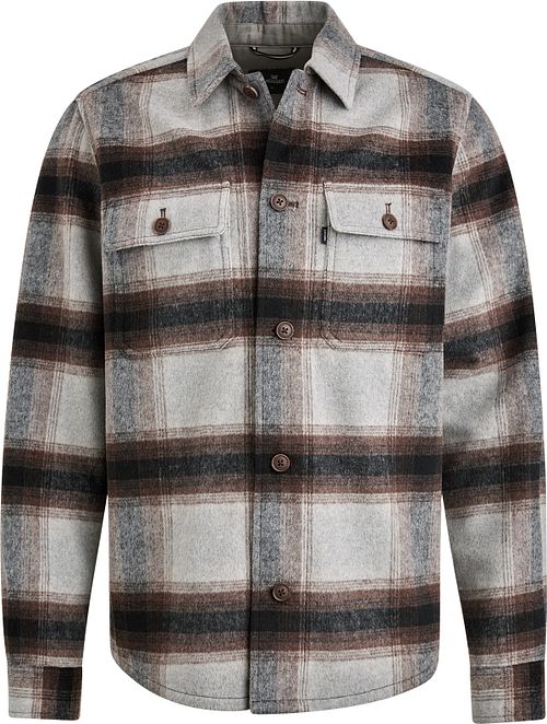 Vanguard Overshirt w kratę z czesanej mieszanki wełny, szary Product