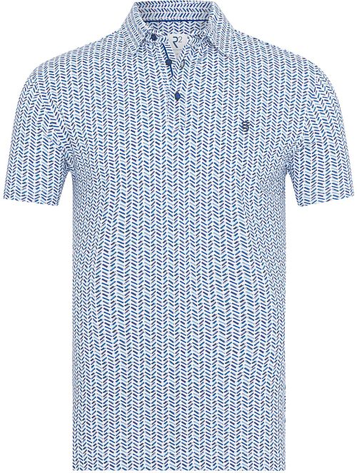 R2 Amsterdam Polo Piqué Print Blå Product
