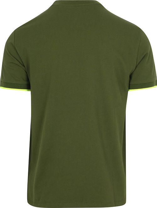 Sun68 Piké T-shirt med fluorescerande ränder i armégrönt Product / Achterkant