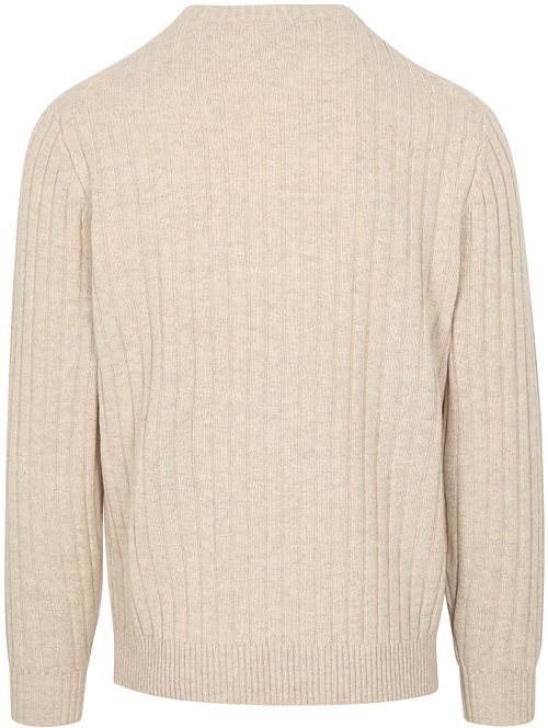 Profuomo Pullover Rib Wool Blend Sand Product / Achterkant