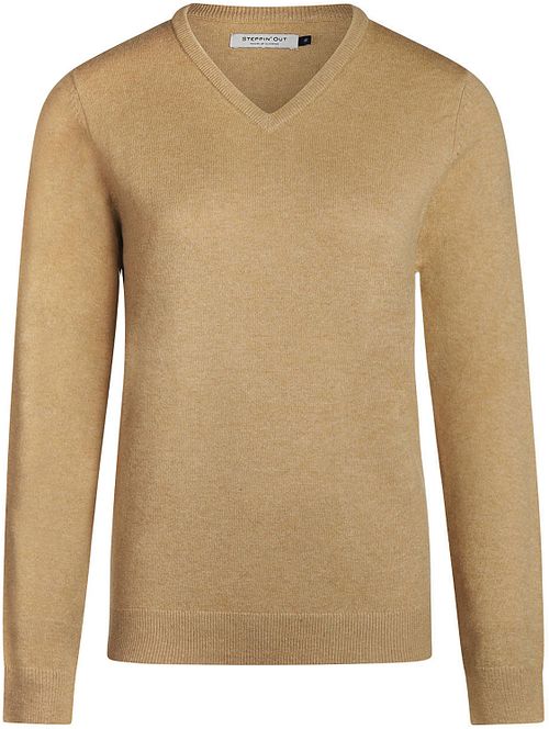 Steppin' Out Women Pullover V-Neck Merino Wool Camel Product