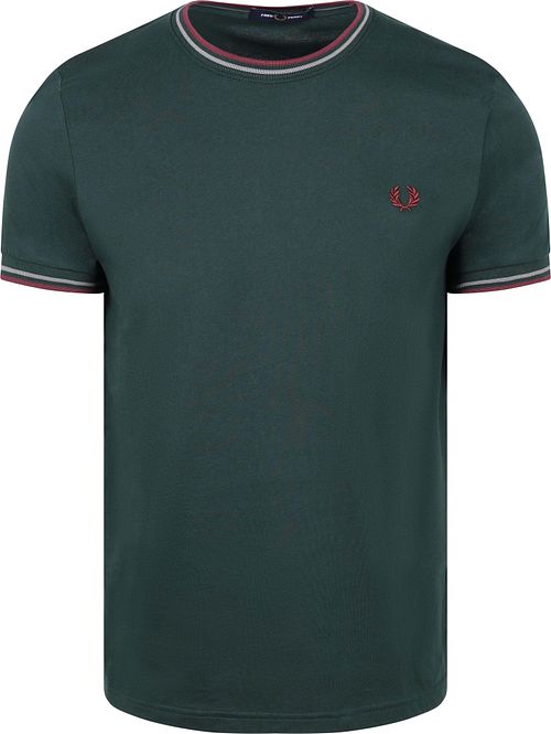 Camiseta Fred Perry Twin Tipped 85A modern fit de algodón verde oscuro Product