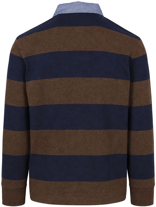 Gant Rugger Shield Chambray Polo Streep Navy Bruin
