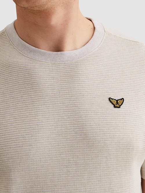 PME Legend T-Shirt Two Tone Texture Ecru Model / Detail