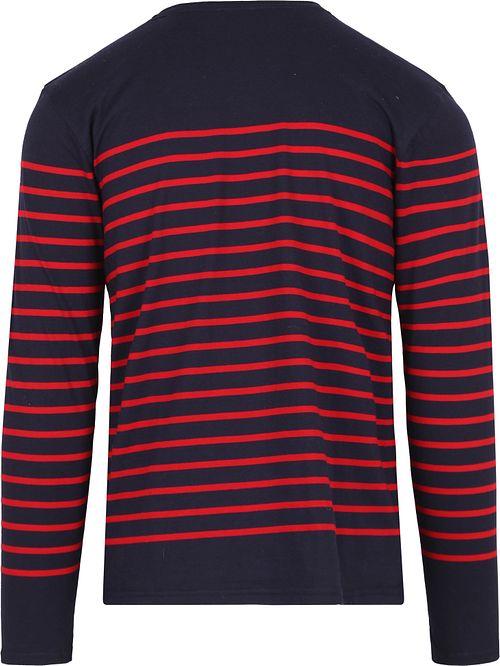Armor-Lux T-Shirt Port-Louis de rayas azul marino y rojo Product / Achterkant