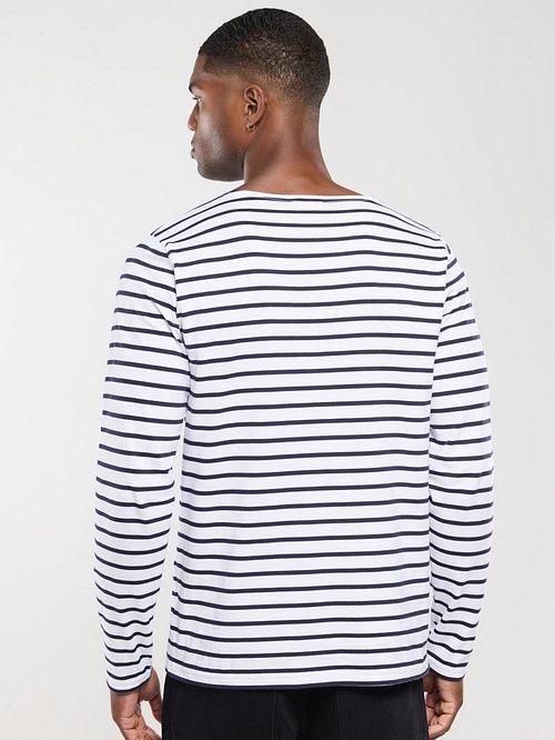 Armor-Lux Trøje Striber Hvid Mørkeblå Model / Achterkant