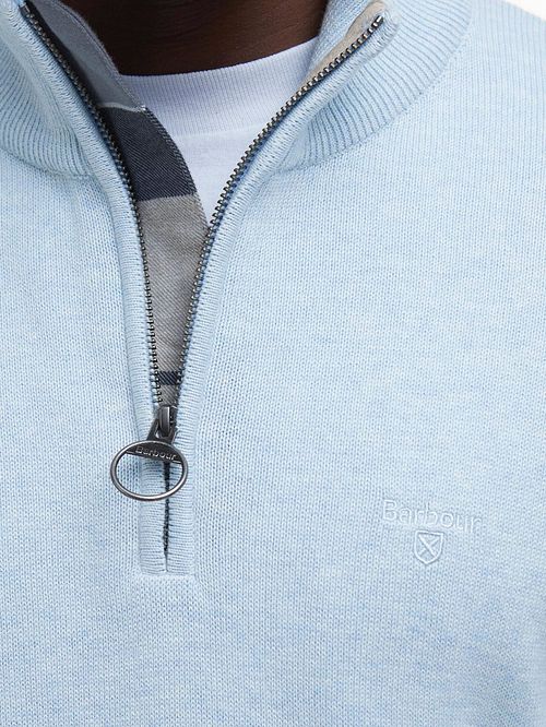 Barbour Halv Zippet Genser i Lyseblå Model / Detail
