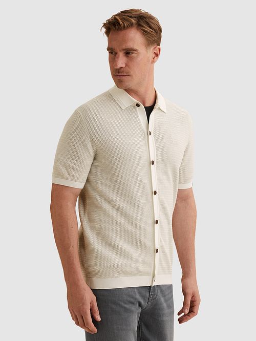 Short Sleeve Cardigan Vanguard Ecru Model / Zijkant