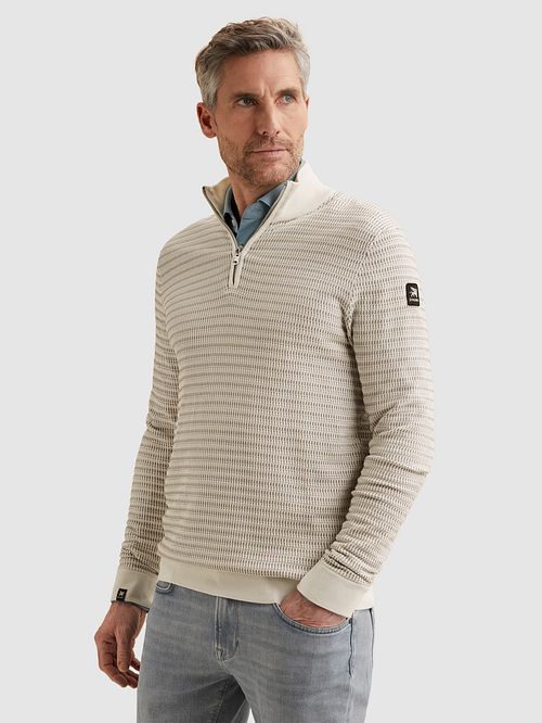 Vanguard Maglione Half Zip Ecru Model / Voorkant