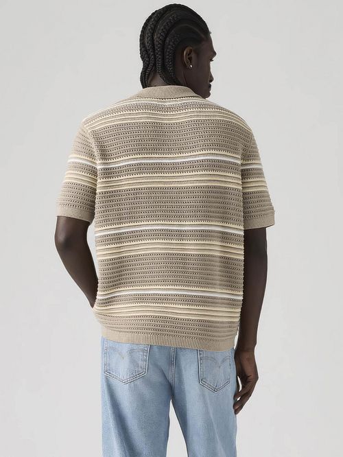 Levi's Stickad Polo Randig Beige Model / Achterkant