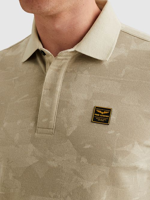 PME Legend Poloshirt Piqué Print Beige Model / Detail