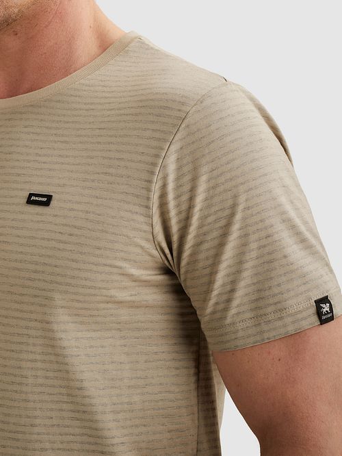 Vanguard T-Shirt Streep Beige Model / Zijkant