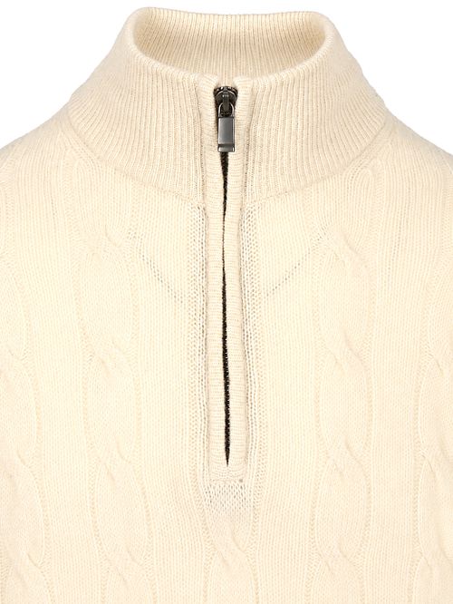 Steppin' Out Lau Pull Merino Half Zip Cable Ecru Product / Detail