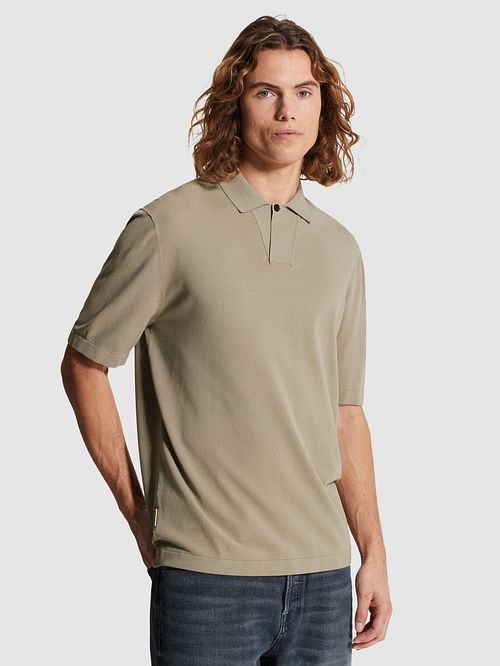 Koszulka polo Cast Iron Knitted Riva w kolorze taupe Model / Voorkant