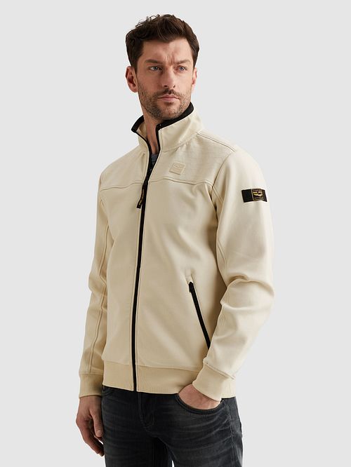 PME Legend Interlock Cardigan Ecru Model / Zijkant