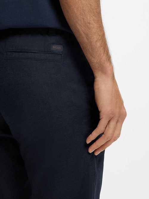BOSS Chino Sanderson Linneblandning Marinblå Model / Detail