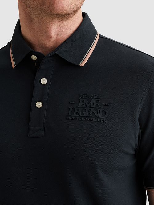 PME Legend Piqué Poloshirt Carbon Marine Model / Detail