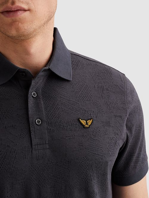 PME Legend Poloshirt Jacquard Jersey Graphite Blue Model / Detail