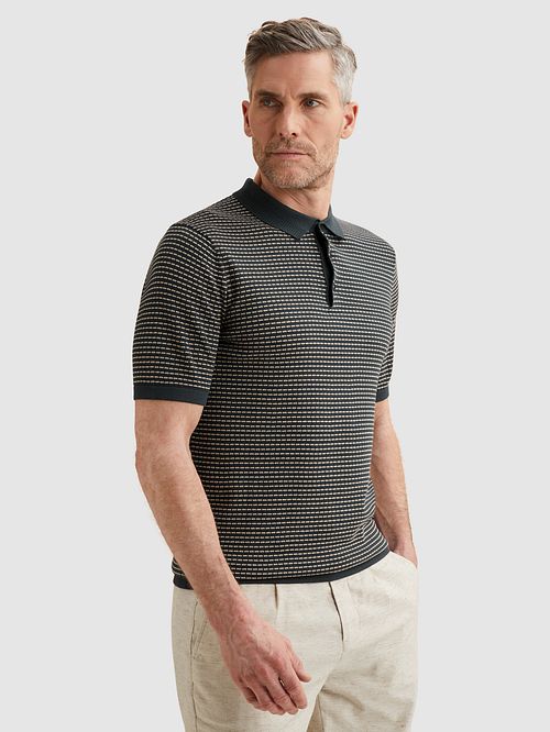 Vanguard Stickad Poloshirt Randig Marinblå Model / Zijkant
