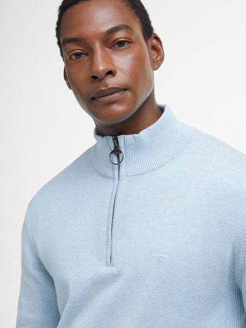 Barbour Halv Zip Tröja Ljusblå Model / Voorkant