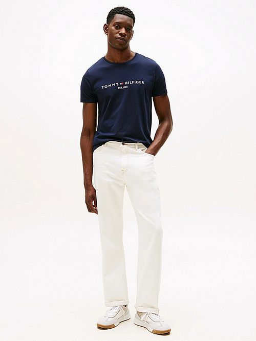 Tommy Hilfiger Logo T-shirt Mørkeblå Model / Voorkant