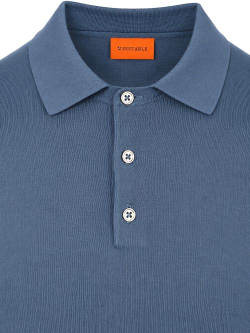 Suitable Compact Cotton poloshirt Denim Blå Product / Detail