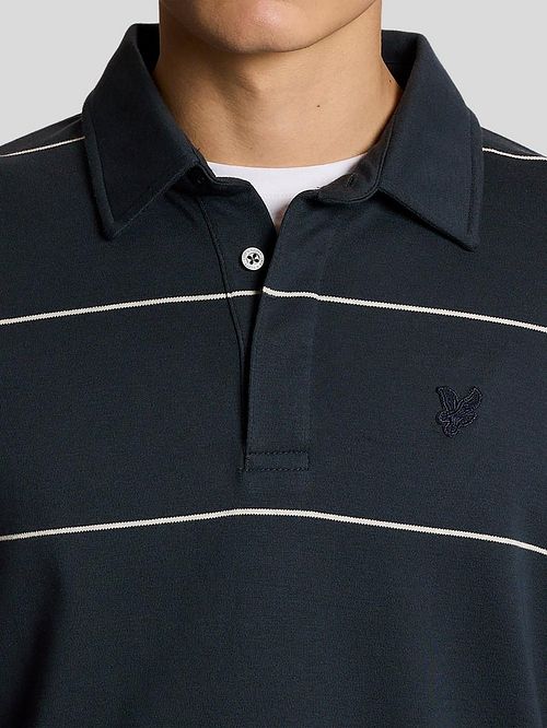 Lyle and Scott Rugby Poloshirt Streifen Navy Model / Detail