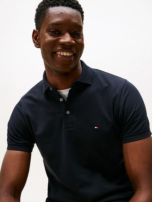 Tommy Hilfiger 1985 Poloshirt Donkerblauw Model / Detail