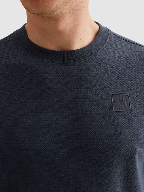 PME Legend T-Shirt Jacquard Stripe Marine Model / Detail