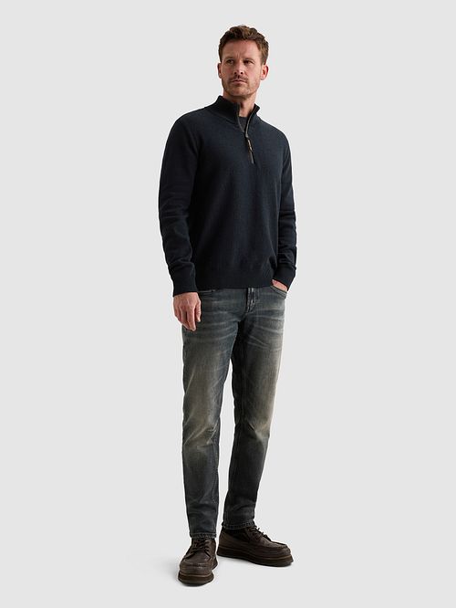 PME Legend Half Zip Pull Chenille Bleu marine Model / Voorkant