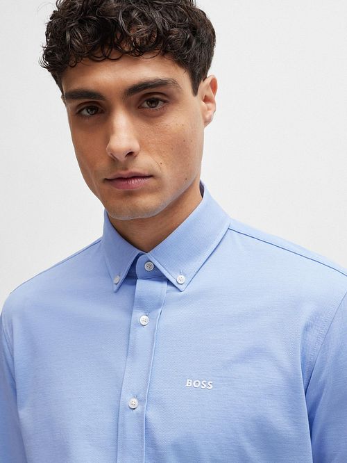Camicia BOSS tinta unita azzurro chiaro Model / Detail