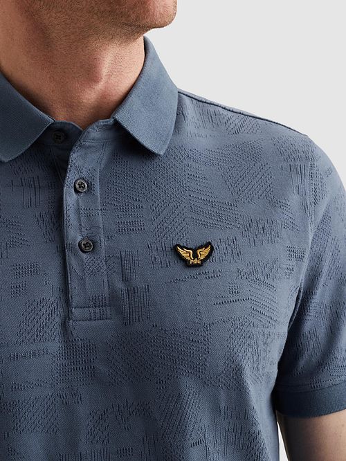PME Legend Polo Shirt Jacquard Jersey Bijou Blue Model / Detail