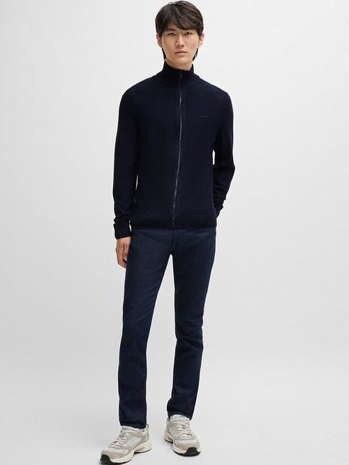 BOSS Avac Vest Uldblanding Marineblå Model / Voorkant