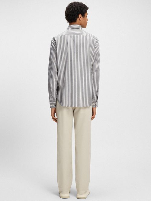 BOSS Chemise Ricoplus Rayé Gris Model / Achterkant
