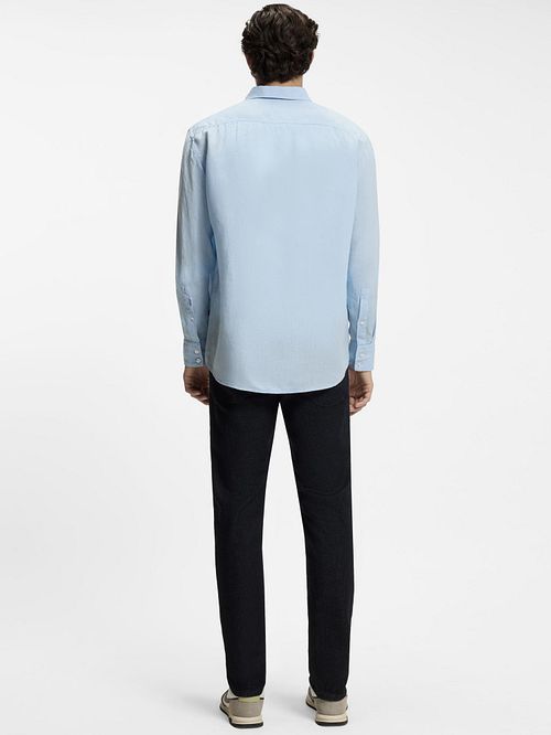 BOSS Chemise Relegant de Lin Bleu Clair Model / Achterkant