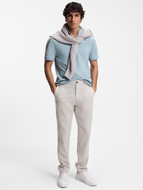 BOSS Polo Passerzip Half Zip Bleu Clair Model / Voorkant