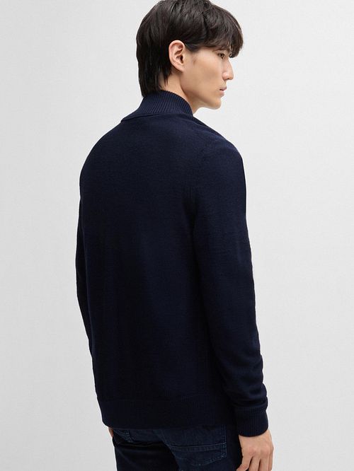 BOSS Avac Vest Uldblanding Marineblå Model / Achterkant