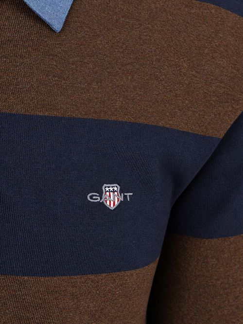 Gant Rugger Shield Chambray Polo Navy-Braun gestreift
