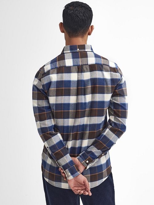 Camicia Barbour Valley a quadri marrone e blu Model / Achterkant