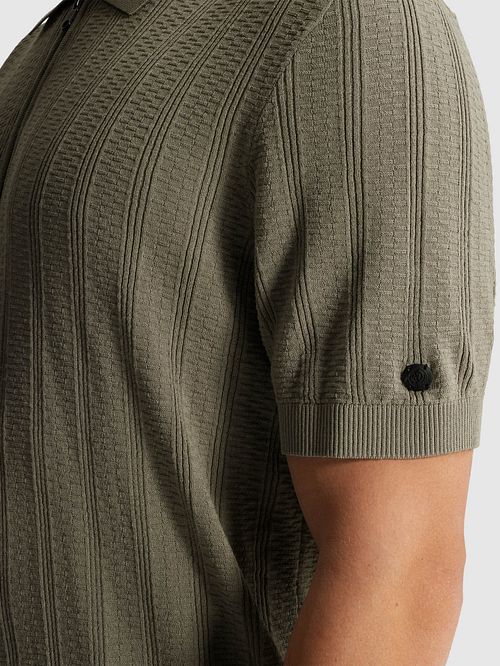 Cast Iron Half-Zip Polo Structure Grün