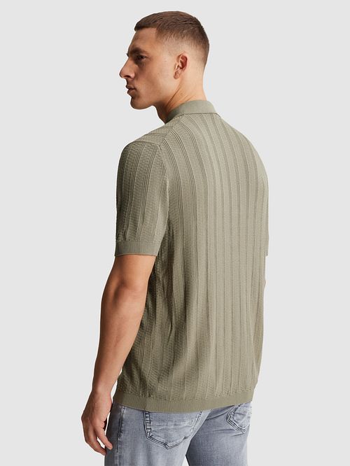 Cast Iron Half-Zip Polo Structure Grün Model / Achterkant