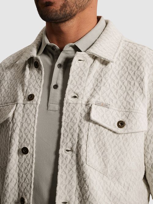 Overshirt Cast Iron z żakardowym wzorem w kolorze ecru Model / Voorkant